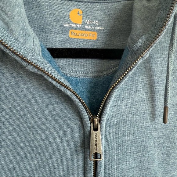 Carhartt Relaxed Fit Hoodie Sweatshirt Women Size 8/10 Full Zip Mid Weight Coral - Picture 5 of 11